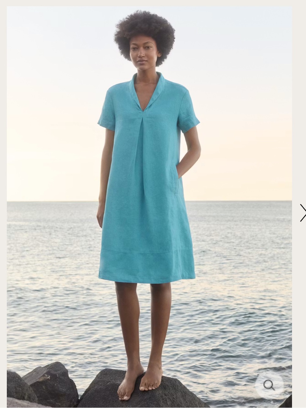 Shawl-Collar Dress in Teal